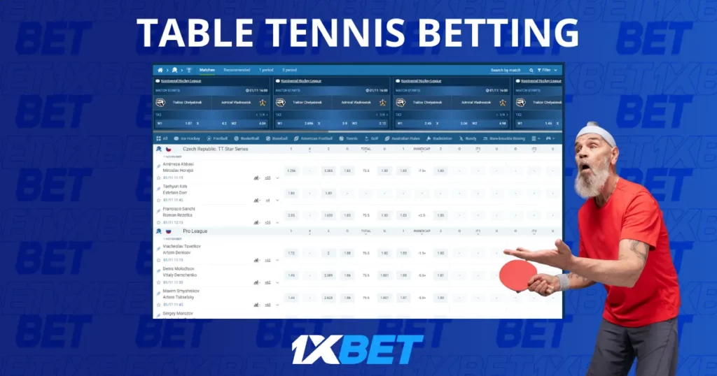 Betting on Table Tennis at 1xBet Vietnam